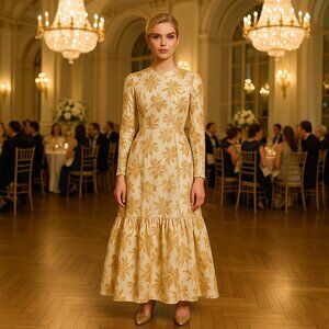 Haute Couture "Red Velvet" brand Golden stunning evening dress size 2 new tags